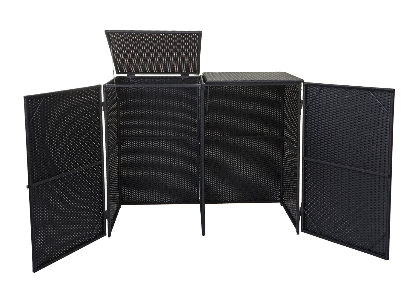 Cosmo Casa - Afvalbakdeksel - 2-delig - Polyrotan - Zwart - 2×120 l