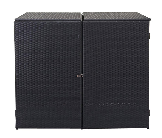 Cosmo Casa - Afvalbakdeksel - 2-delig - Polyrotan - Zwart - 2×120 l