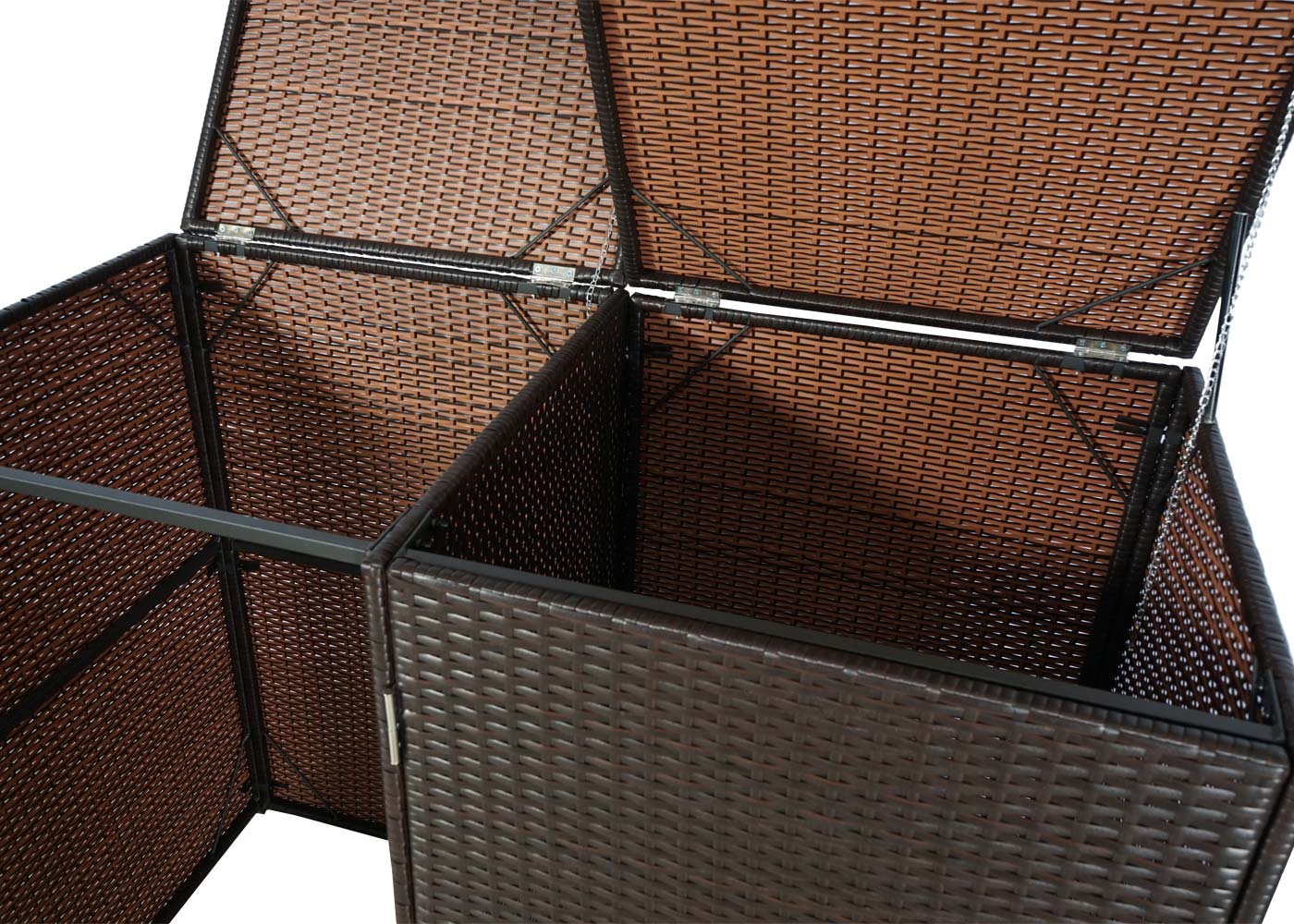 Cosmo Casa - 2-Delige Vuilnisbakbekleding - Met Deksel - Polyrotan - 2x120L - Bruin