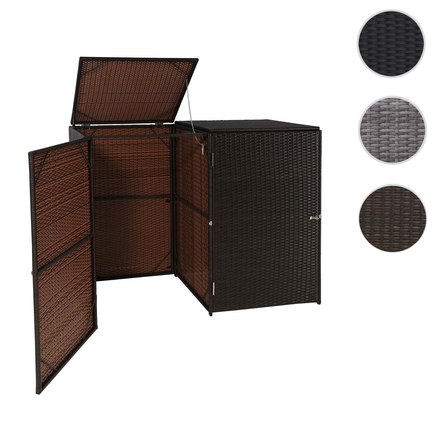 Cosmo Casa - 2-Delige Vuilnisbakbekleding - Met Deksel - Polyrotan - 2x120L - Bruin