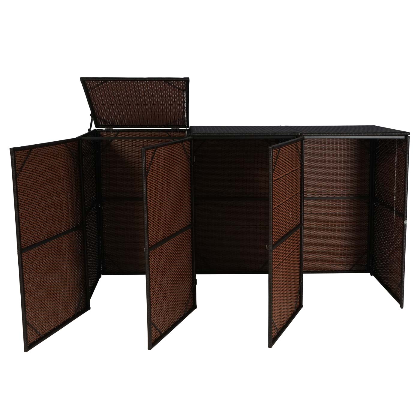 Cosmo Casa - 3-Delige Vuilnisbakbekleding - Met Deksel - Polyrotan - 3x120L - Bruin