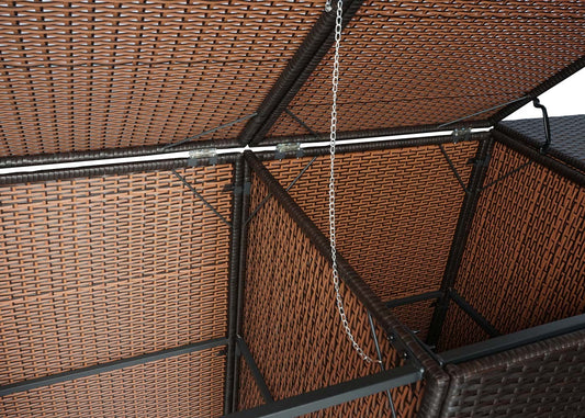 Cosmo Casa - 3-Delige Vuilnisbakbekleding - Met Deksel - Polyrotan - 3x120L - Bruin