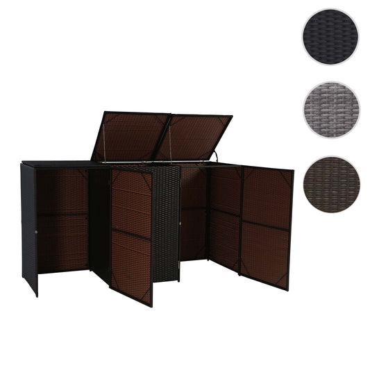 Cosmo Casa - 3-Delige Vuilnisbakbekleding - Met Deksel - Polyrotan - 3x120L - Bruin