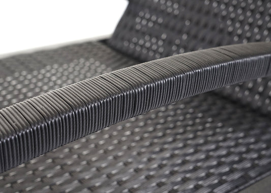 Cosmo Casa - Set van 2 Ligbedden - Relax - Polyrotan - Zwart - kussen donkergrijs