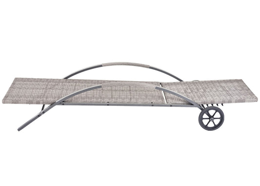 Cosmo Casa - Set van 2 Ligbedden - Relax - Polyrotan - Grijs - kussen donkergrijs