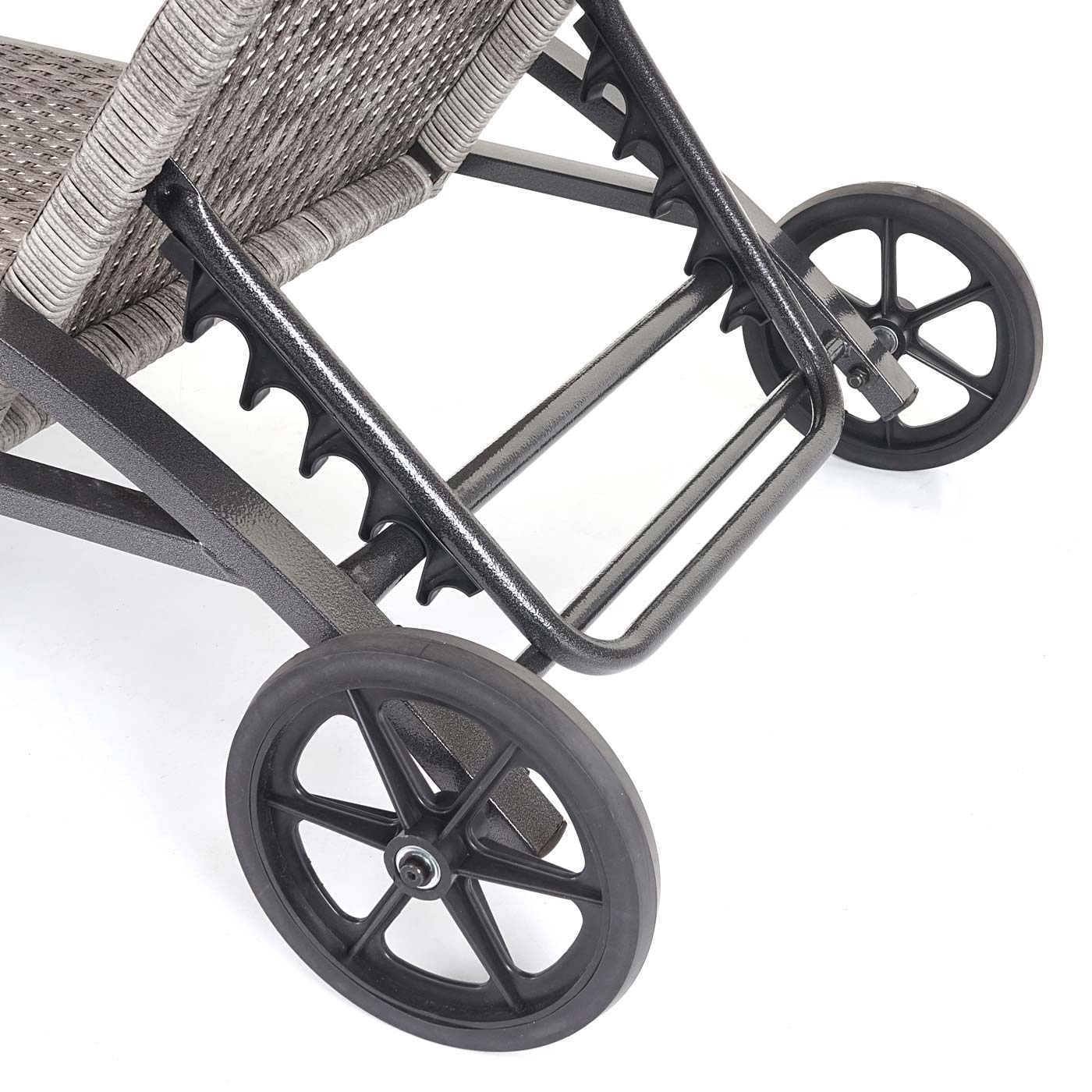 Cosmo Casa - Set van 2 Ligbedden - Relax - Polyrotan - Grijs - kussen donkergrijs