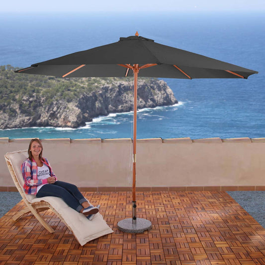 Cosmo Casa - Parasol - Markt - Polyester & Hout - Antraciet - 3,5 m