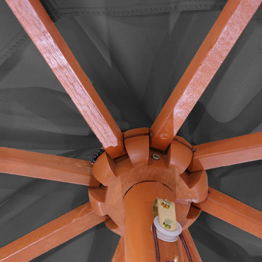 Cosmo Casa - Parasol - Markt - Polyester & Hout - Antraciet - 3,5 m