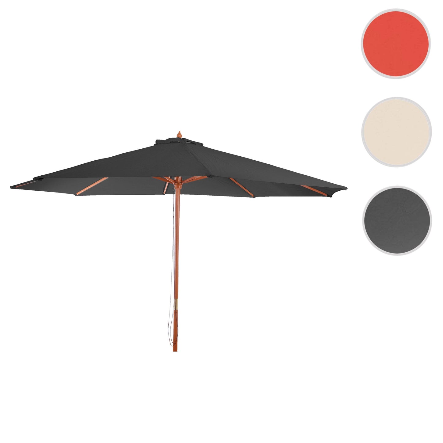 Cosmo Casa - Parasol - Markt - Polyester & Hout - Antraciet - 3,5 m
