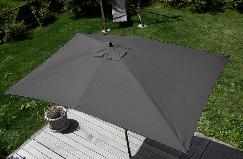 Cosmo Casa - Parasol - Markt - Polyester & Hout - Antraciet - 2×3 m