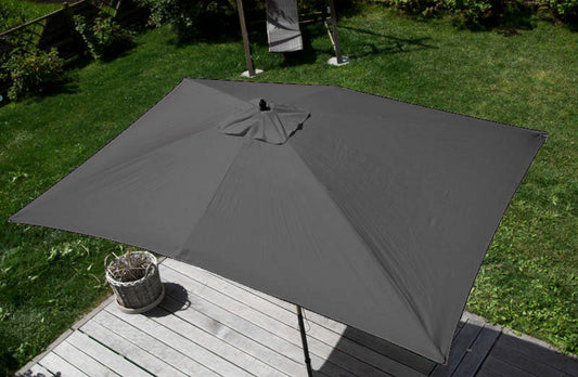 Cosmo Casa - Parasol - Markt - Polyester & Hout - Antraciet - 2×3 m