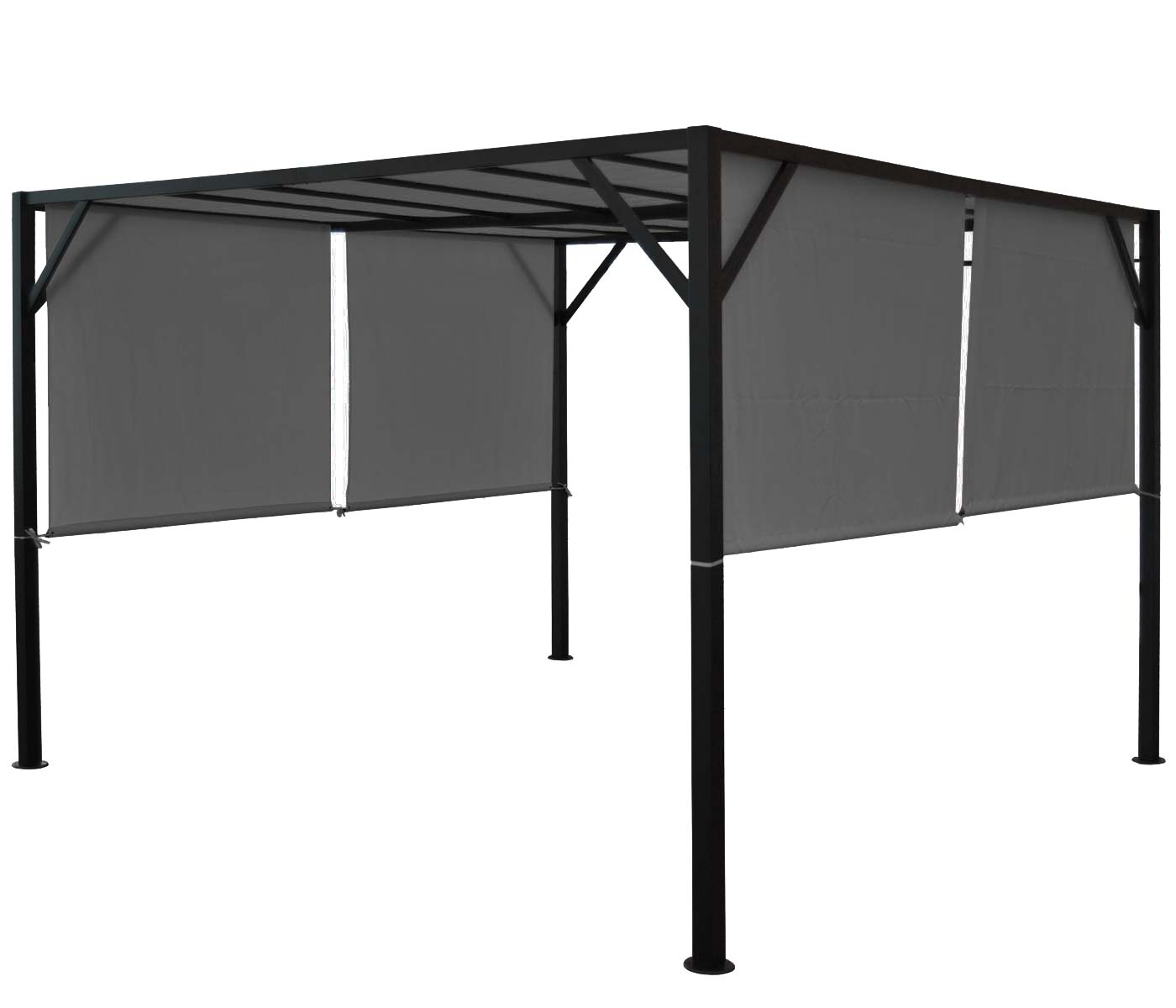 Cosmo Casa - Pergola - Schuifdak - Staal - Grijs - 4×3 m