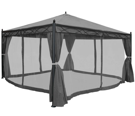 Cosmo Casa - Pergola - Met zijwand - Staal - Grijs - 4×4 m