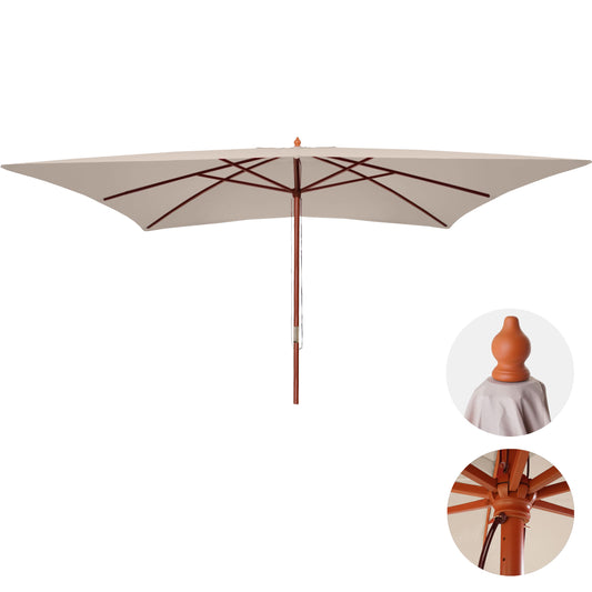 Cosmo Casa - Tuinparasol - Markt - Polyester & Hout - Crème - 3×4 m
