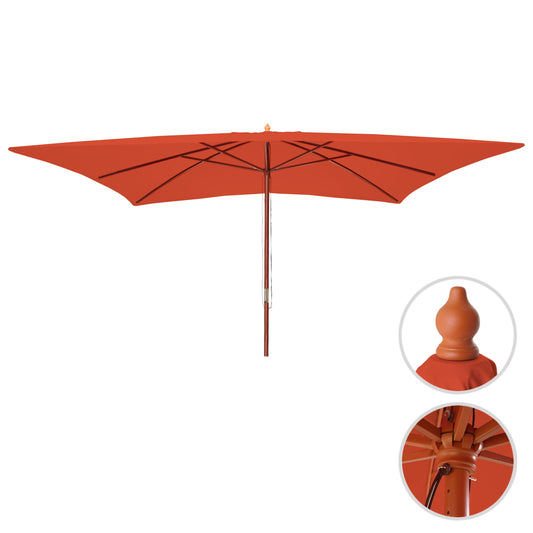 Cosmo Casa - Marktparasol Florida - 3x4 m, 6 kg - Polyester & Hout - Terracotta