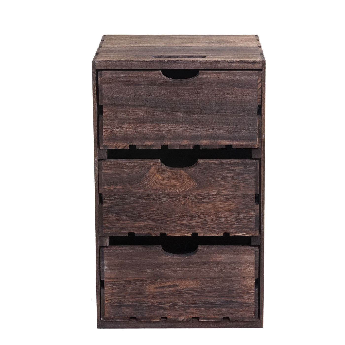 Cosmo Casa - Ladekast - Vintage 3-lades design - Massief hout - Bruin - 53x32x26cm