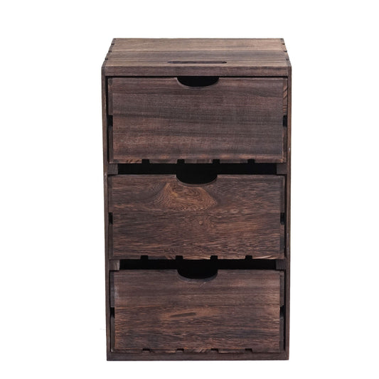 Cosmo Casa - Ladekast - Vintage 3-lades design - Massief hout - Bruin - 53x32x26cm