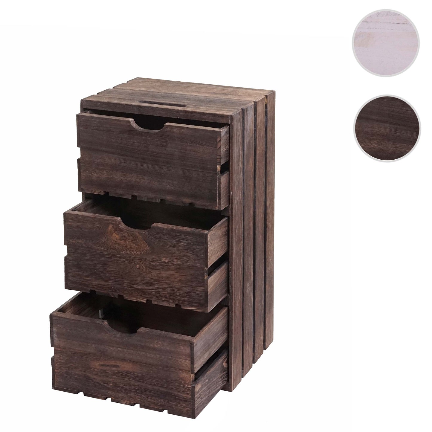 Cosmo Casa - Ladekast - Vintage 3-lades design - Massief hout - Bruin - 53x32x26cm