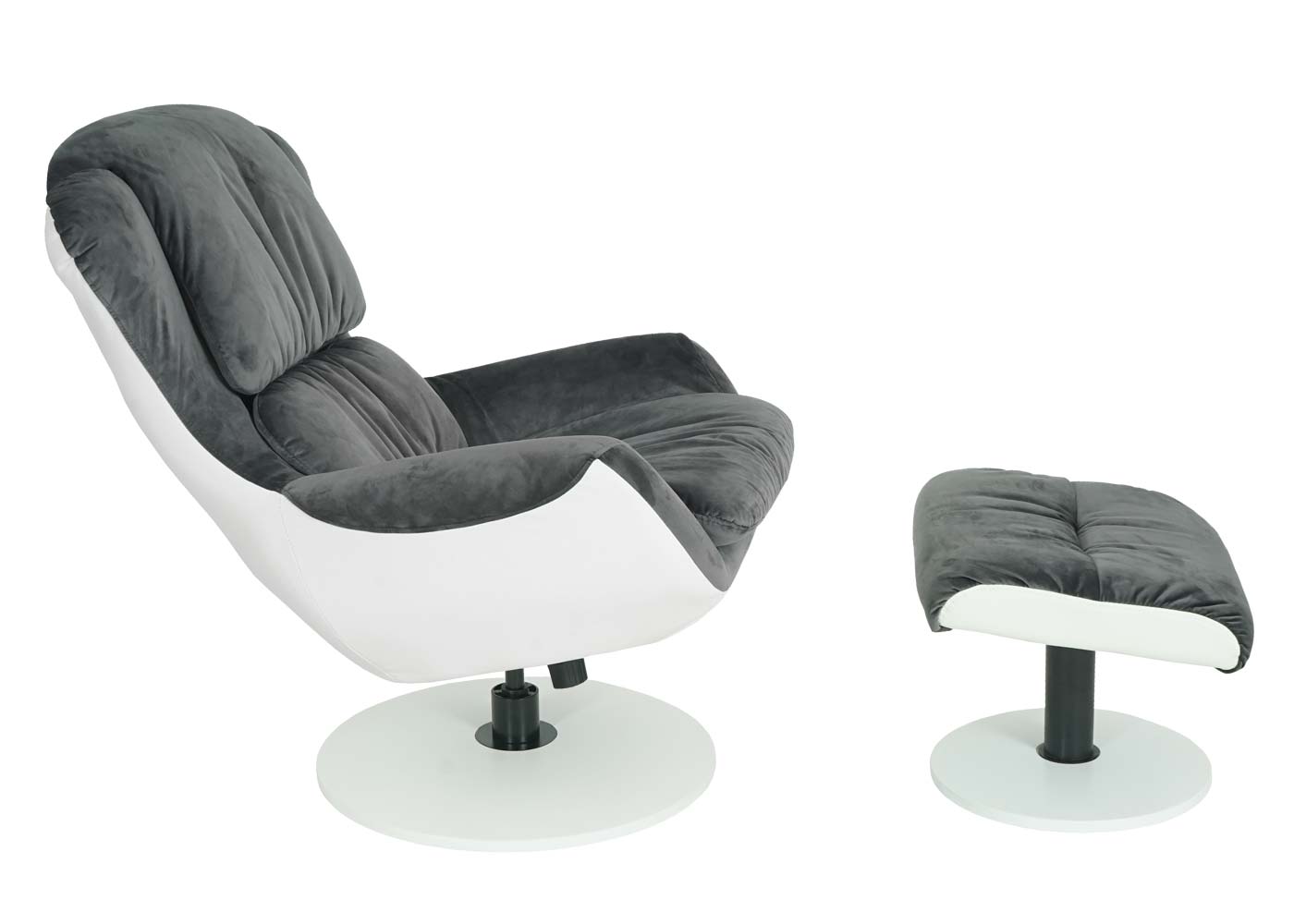 Cosmo Casa - Relaxfauteuil - Draaibaar - Fluweel & Kunstleer - Donkergrijs