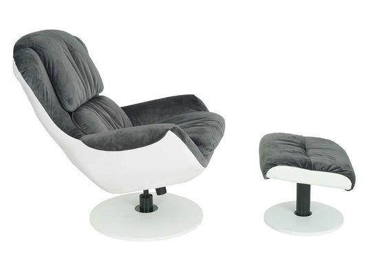 Cosmo Casa - Relaxfauteuil - Draaibaar - Fluweel & Kunstleer - Donkergrijs