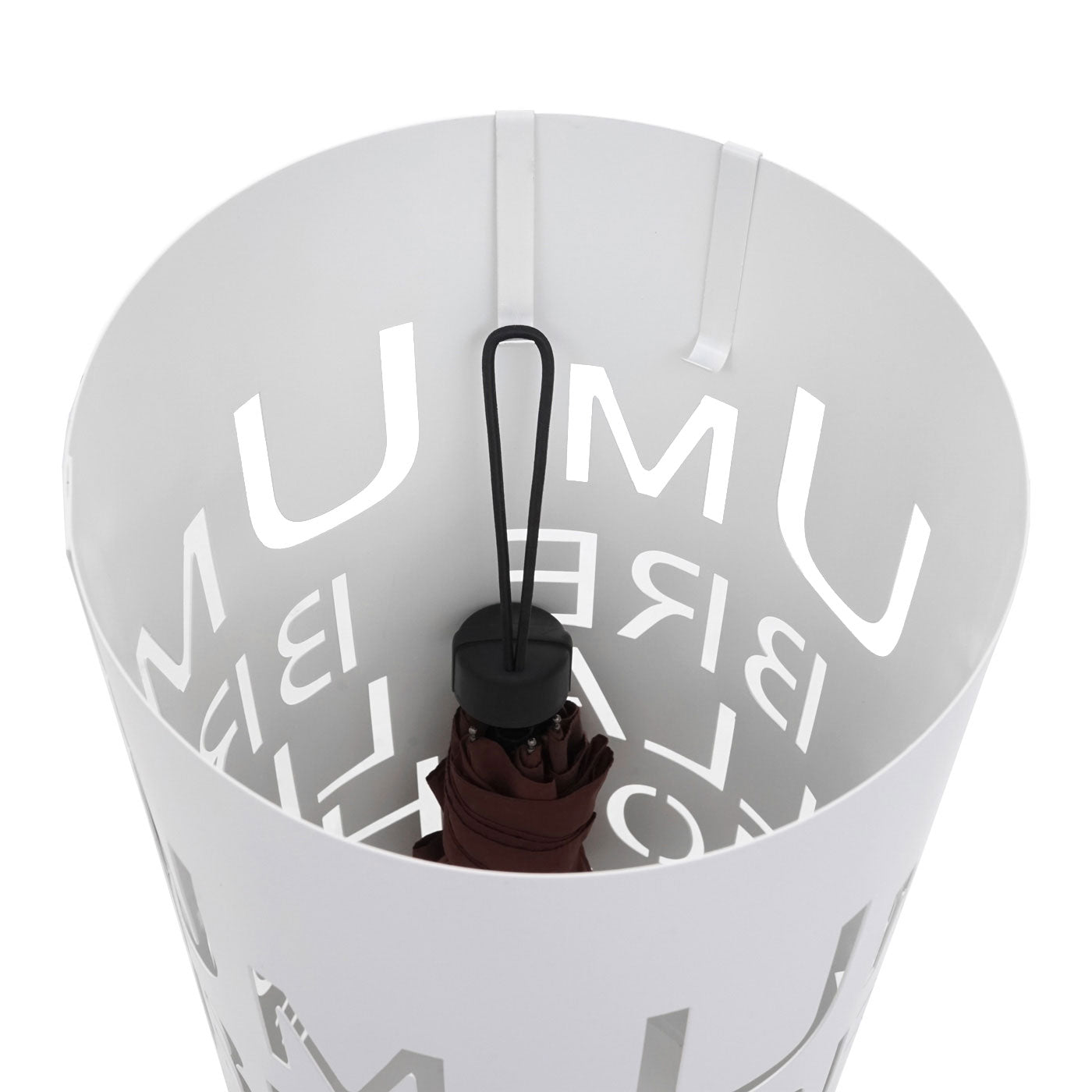 Cosmo Casa - Paraplustandaard - Rond design met belettering - Metaal - Wit - 55cm
