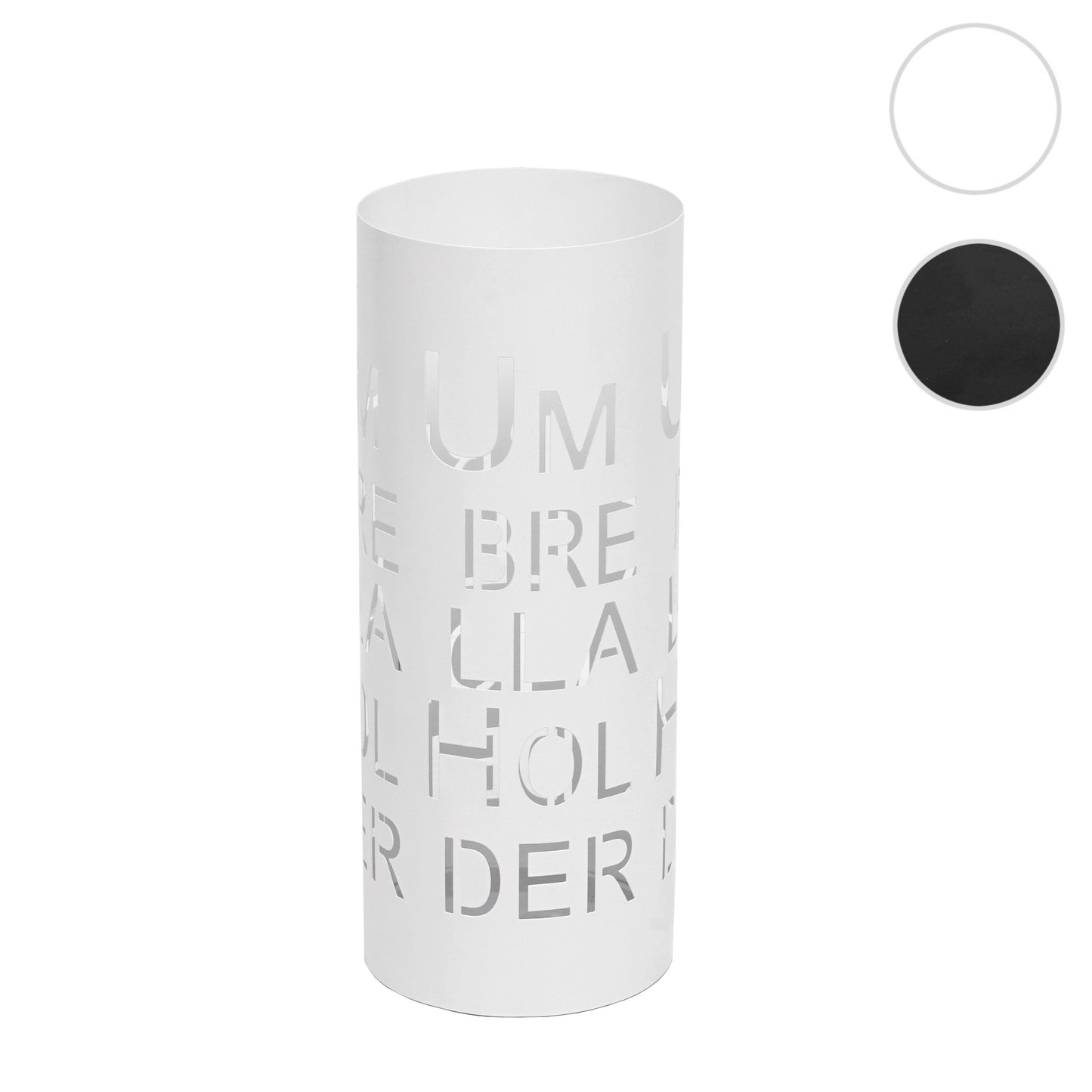 Cosmo Casa - Paraplustandaard - Rond design met belettering - Metaal - Wit - 55cm