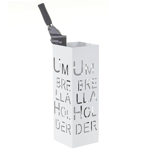 Cosmo Casa - Paraplustandaard - Vierkant - Metaal - Wit - 55 cm