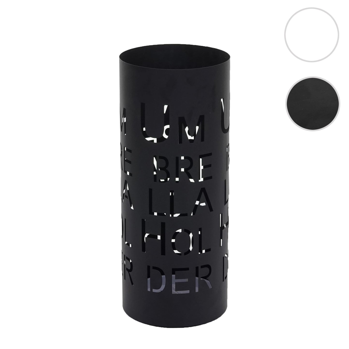 Cosmo Casa - Paraplustandaard - Rond design met belettering - Metaal - Zwart - 55cm