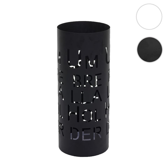 Cosmo Casa - Paraplustandaard - Rond design met belettering - Metaal - Zwart - 55cm