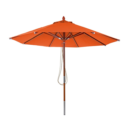 Cosmo Casa - Houten parasol - Trekkoord - Polyester & Hout - Terracotta - Ø3 m