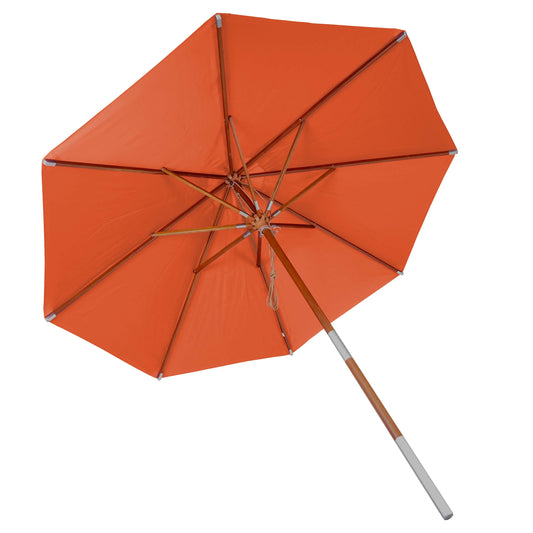 Cosmo Casa - Houten parasol - Trekkoord - Polyester & Hout - Terracotta - Ø3 m
