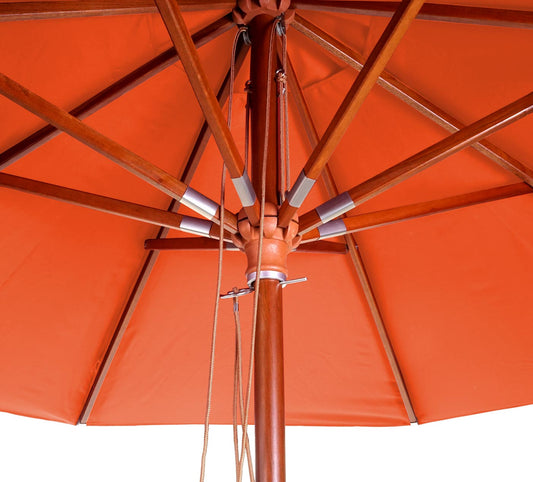 Cosmo Casa - Houten parasol - Trekkoord - Polyester & Hout - Terracotta - Ø3 m