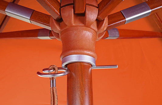 Cosmo Casa - Houten parasol - Trekkoord - Polyester & Hout - Terracotta - Ø3 m