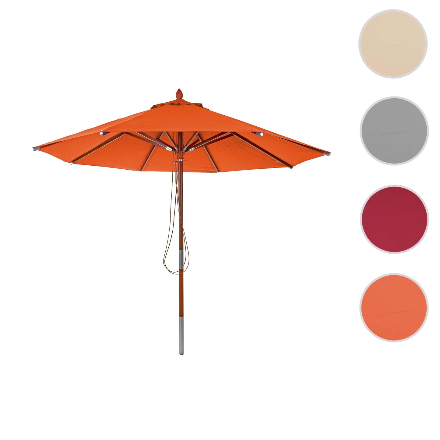 Cosmo Casa - Houten parasol - Trekkoord - Polyester & Hout - Terracotta - Ø3 m