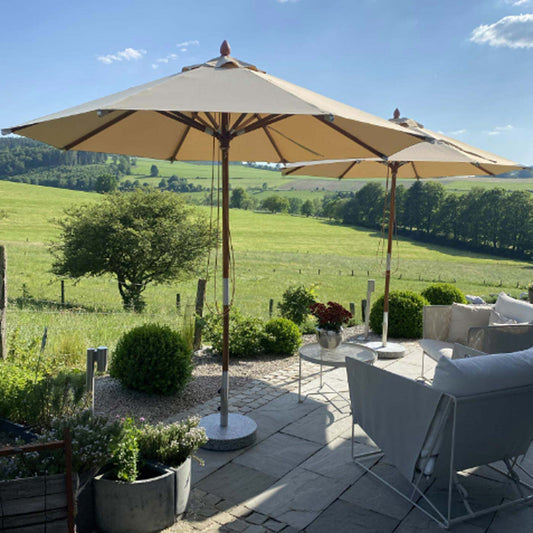 Cosmo Casa - Houten parasol - Trekkoord - Polyester & Hout - Bordeauxrood - Ø3 m