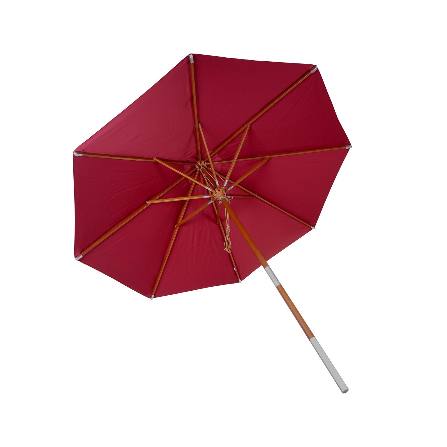Cosmo Casa - Houten parasol - Trekkoord - Polyester & Hout - Bordeauxrood - Ø3 m