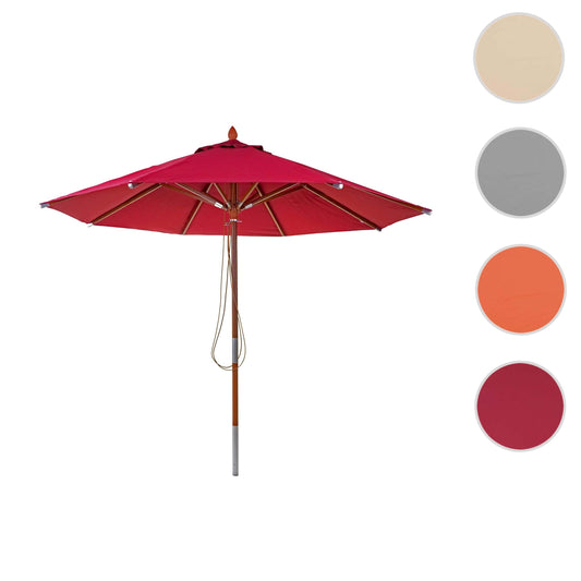 Cosmo Casa - Houten parasol - Trekkoord - Polyester & Hout - Bordeauxrood - Ø3 m