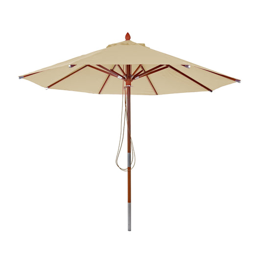 Cosmo Casa - Houten parasol - Trekkoord - Polyester & Hout - Crème - Ø3 m