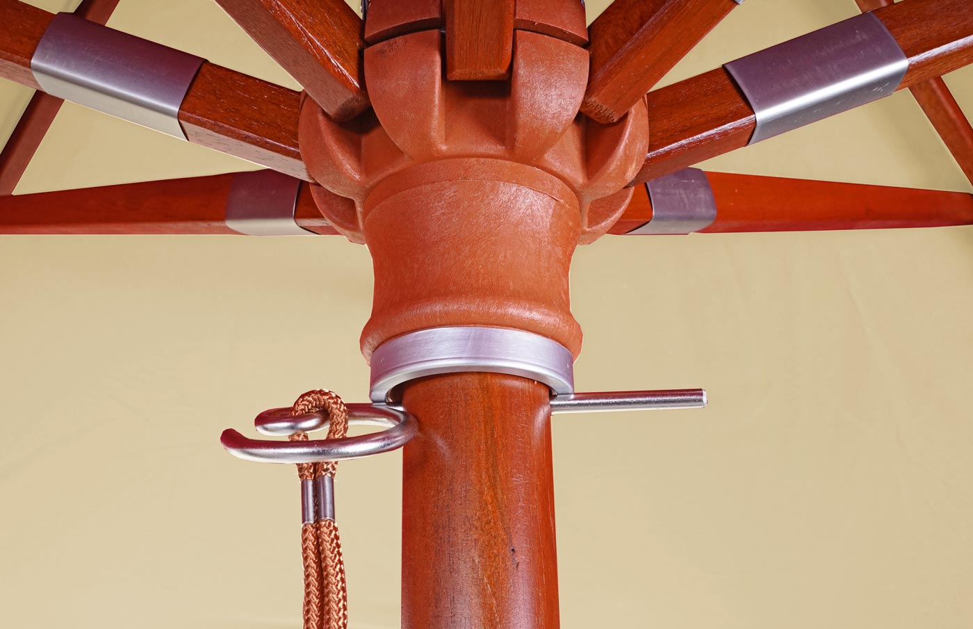 Cosmo Casa - Houten parasol - Trekkoord - Polyester & Hout - Crème - Ø3 m