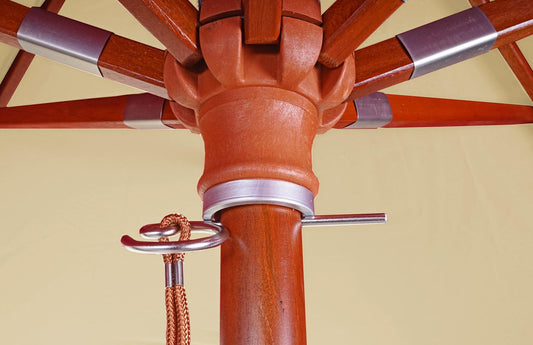 Cosmo Casa - Houten parasol - Trekkoord - Polyester & Hout - Crème - Ø3 m