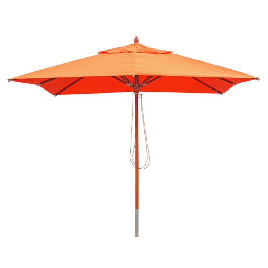 Cosmo Casa - Houten parasol - Trekkoord - Polyester & Hout - Terracotta - 3×3 m
