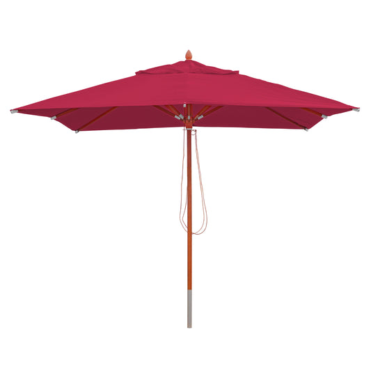 Cosmo Casa - Houten parasol - Trekkoord - Polyester & Hout - Bordeauxrood - 3×3 m