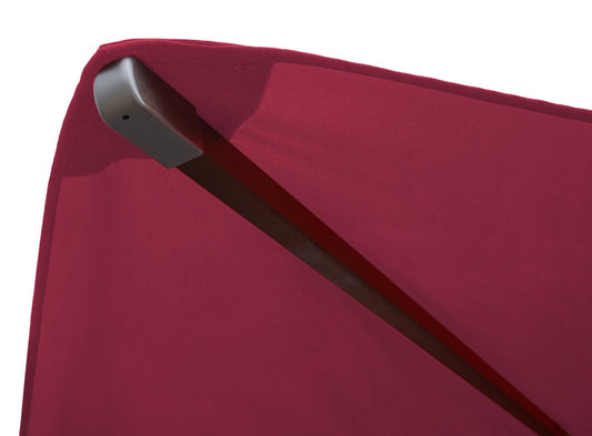 Cosmo Casa - Houten parasol - Trekkoord - Polyester & Hout - Bordeauxrood - 3×3 m
