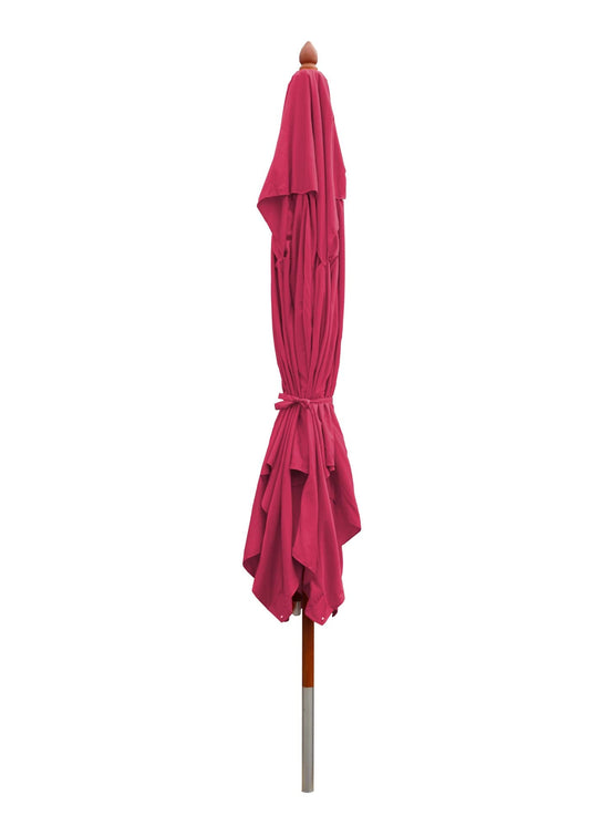 Cosmo Casa - Houten parasol - Trekkoord - Polyester & Hout - Bordeauxrood - 3×3 m