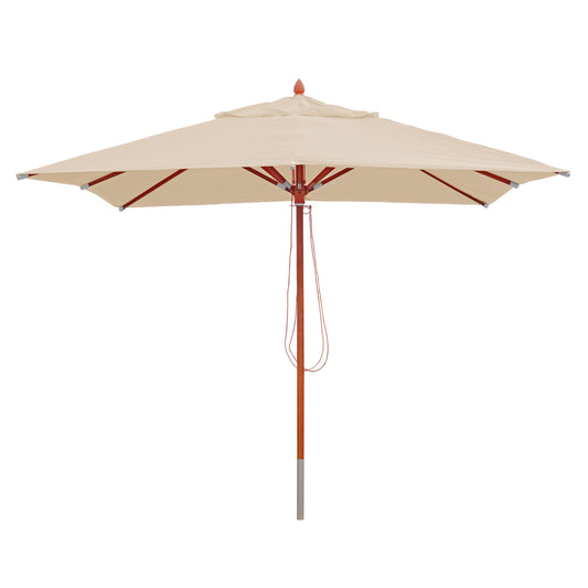 Cosmo Casa - Houten parasol - Trekkoord - Polyester & Hout - Crème - 3×3 m