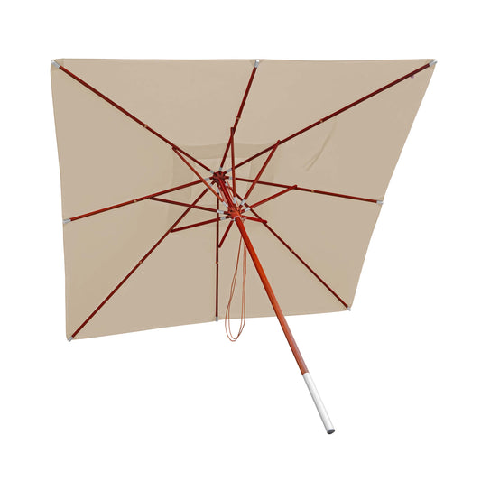 Cosmo Casa - Houten parasol - Trekkoord - Polyester & Hout - Crème - 3×3 m
