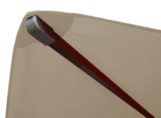 Cosmo Casa - Houten parasol - Trekkoord - Polyester & Hout - Crème - 3×3 m