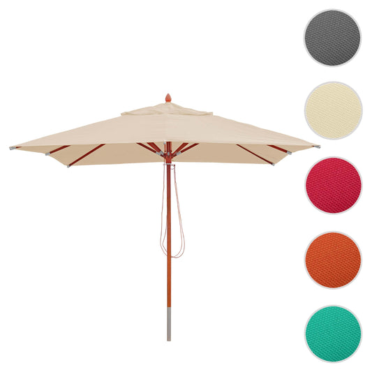 Cosmo Casa - Houten parasol - Trekkoord - Polyester & Hout - Crème - 3×3 m