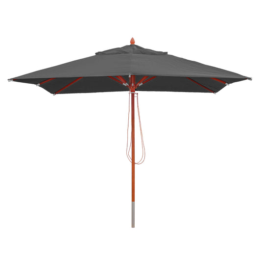 Cosmo Casa - Houten parasol - Trekkoord - Polyester & Hout - Antraciet - 3×3 m