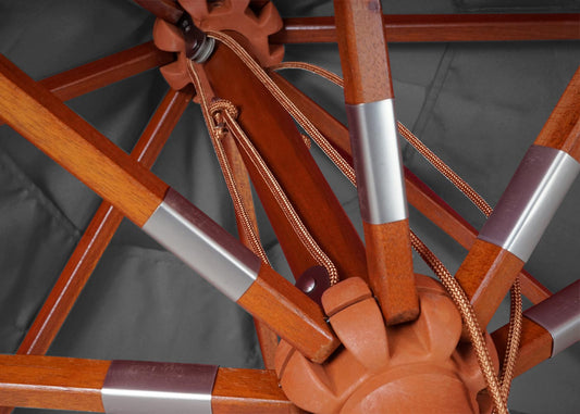 Cosmo Casa - Houten parasol - Trekkoord - Polyester & Hout - Antraciet - 3×3 m